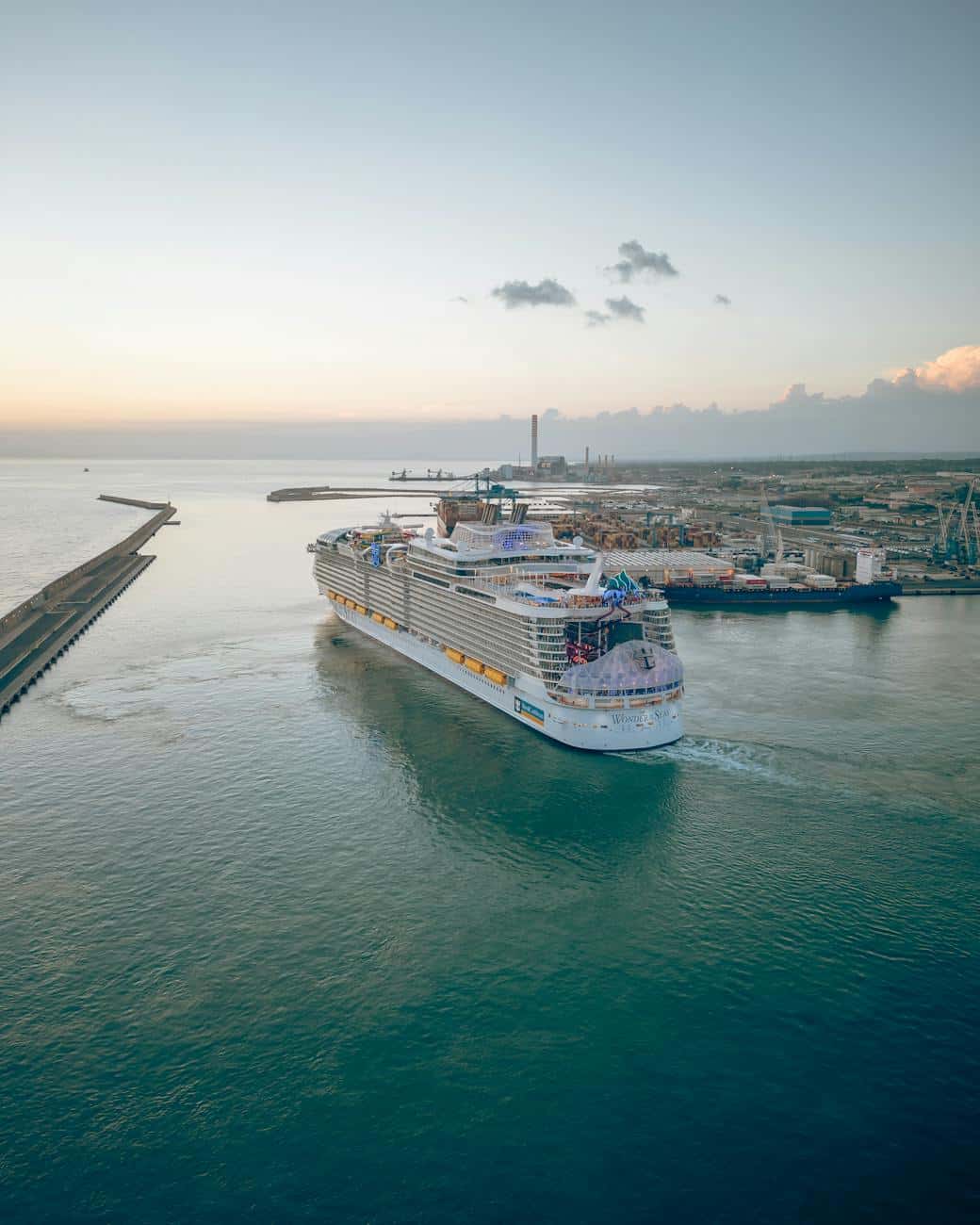 aerial view of a cruise ship