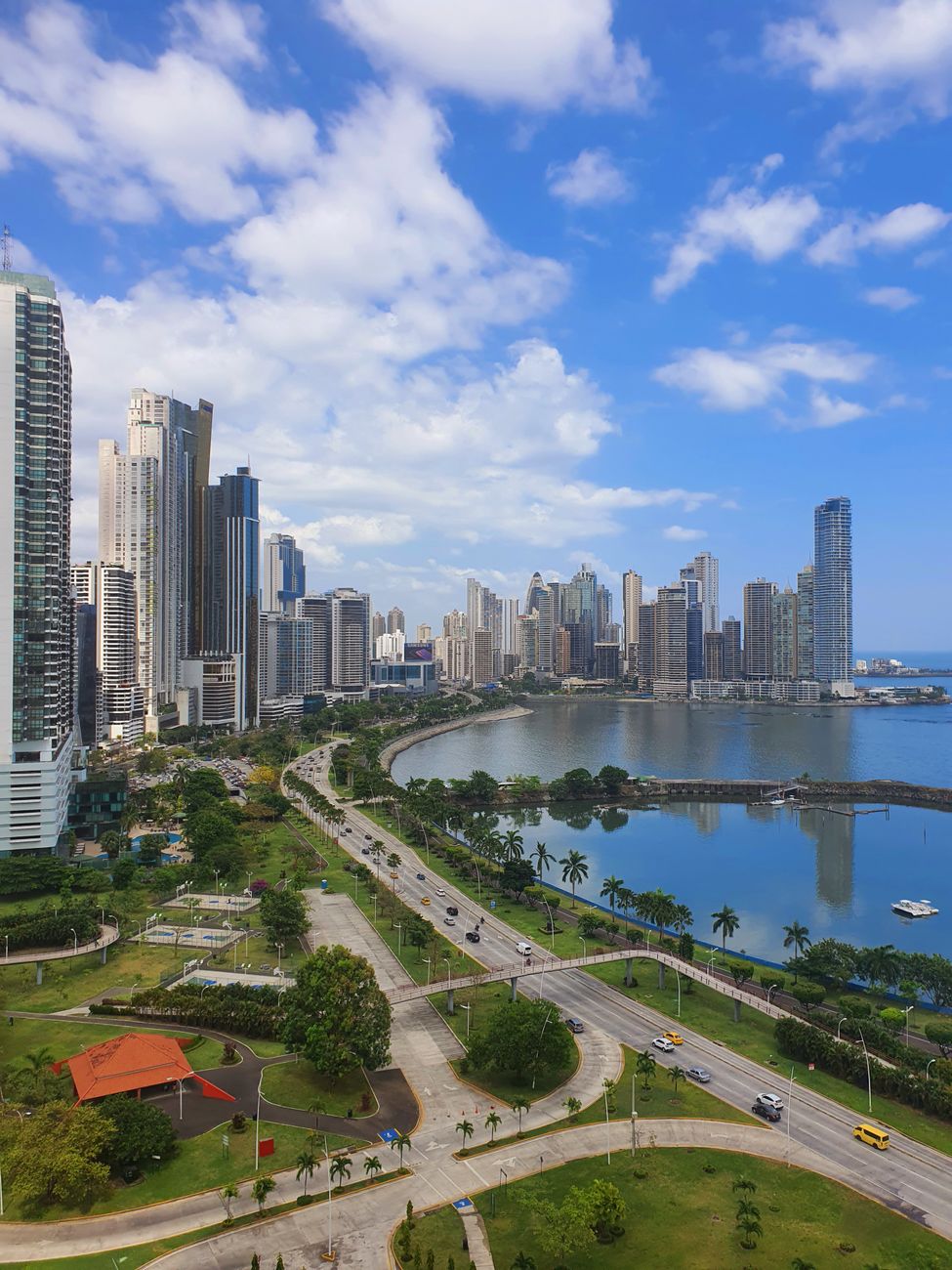 view of the skyscrapers on the shore in panama city panama