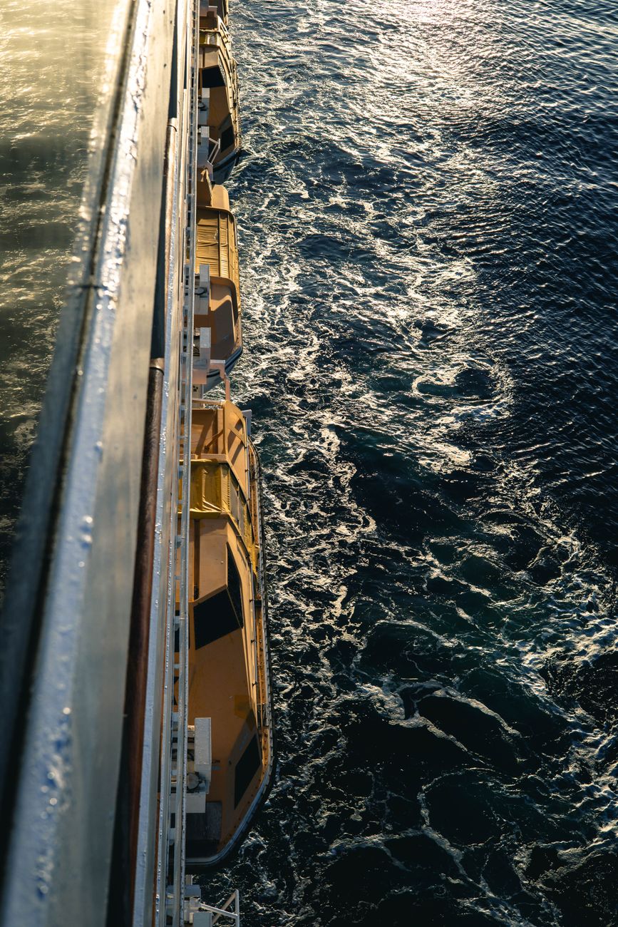 sunlit ocean view from cruise ship